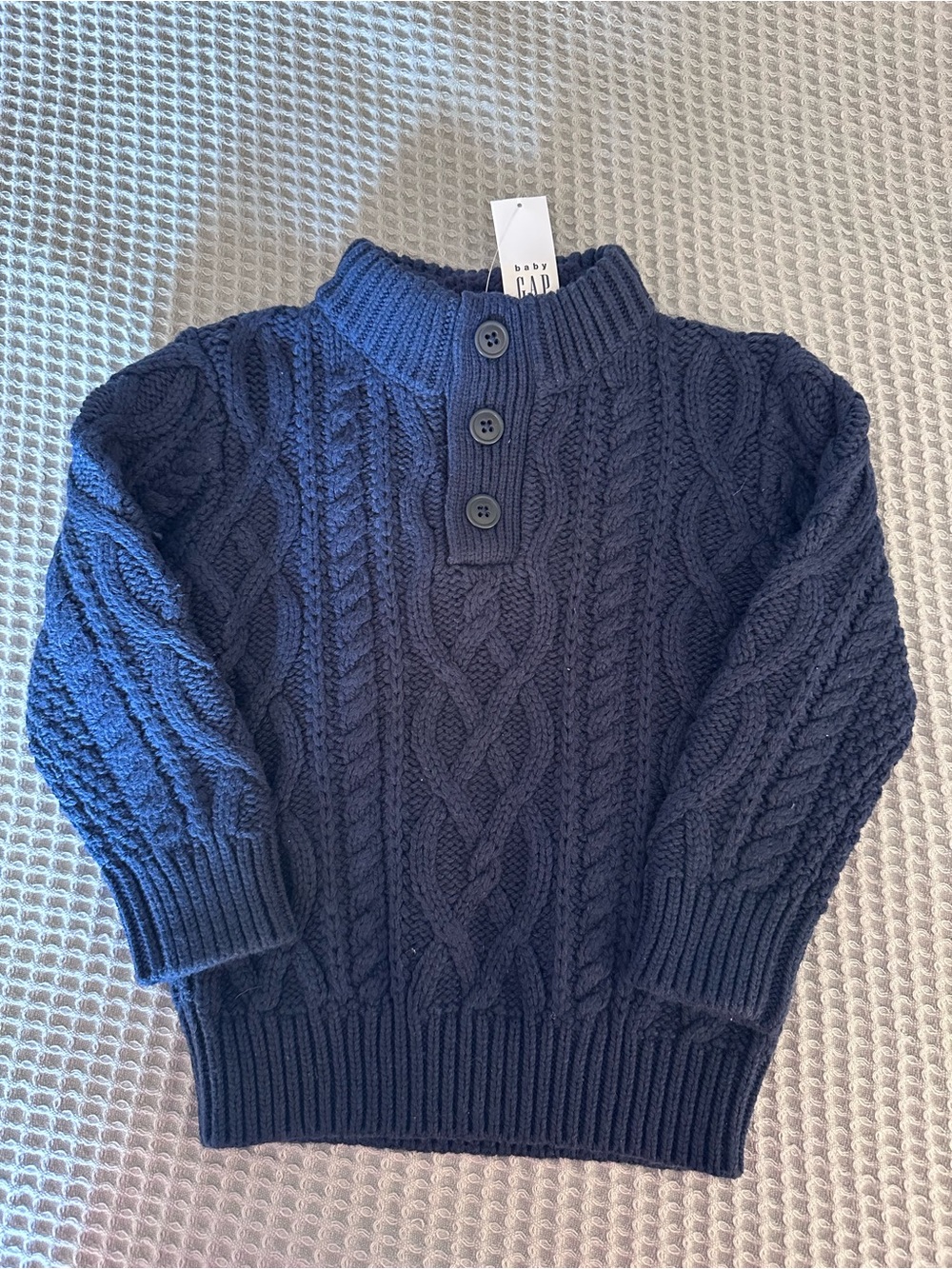 GAP Baby Navy Cable-Knit Mock-Neck Sweater